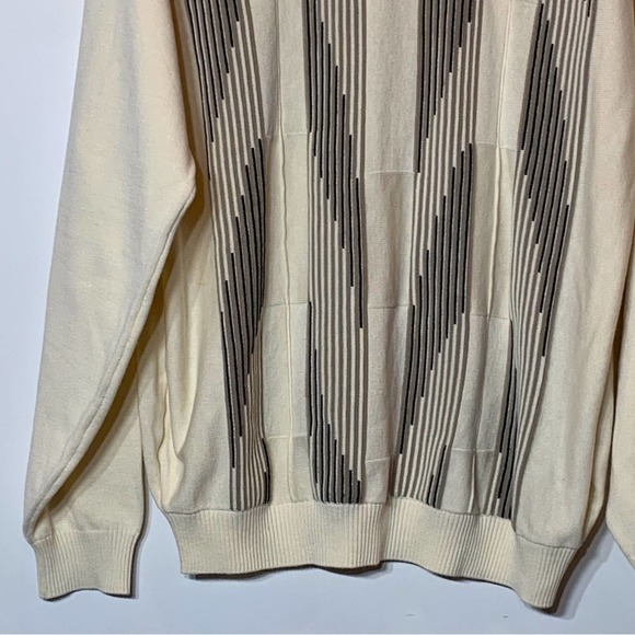 EUC Pronto Uomo Grandpa Golf Sweater Ivory Beige Striped XLT - Picture 5 of 5